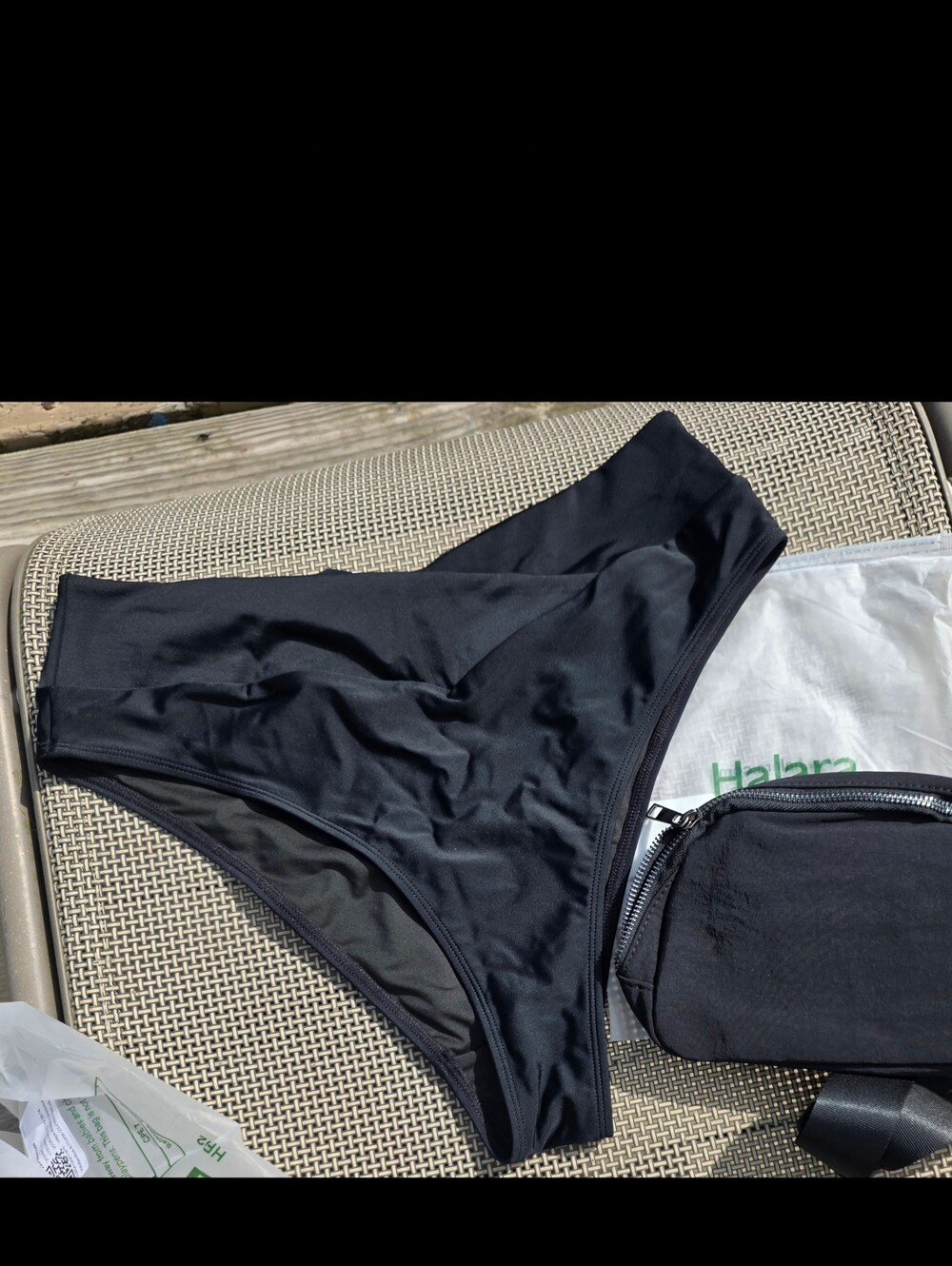 HALARA Black Crossover High Wasted Bikini Bottoms L NWT